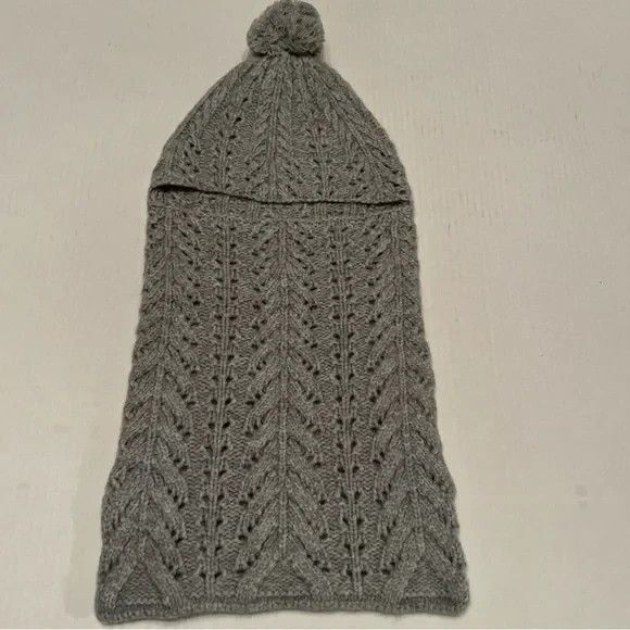 Luxton S-M 91%Wool 9%Cashmere Knit Balaclava Hood Scarf Hat Gray/Great Gift main image 4